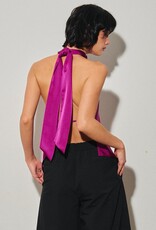 Georgetta Satin Asymmetrical Open Back Top