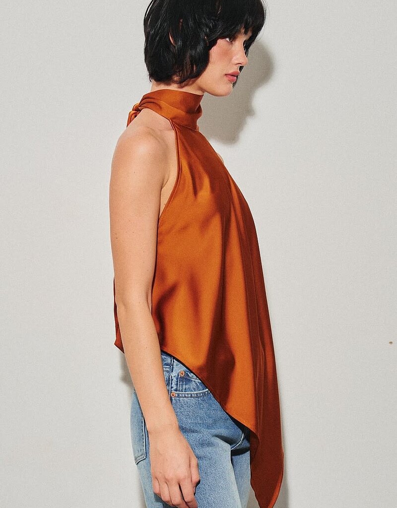 Georgetta Satin Asymmetrical Open Back Top