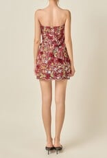Hazel Strapless 3D Floral Mini Dress