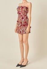 Hazel Strapless 3D Floral Mini Dress