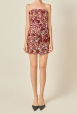 Hazel Strapless 3D Floral Mini Dress