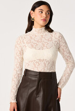ASTR Kyra Sheer Mesh Mock Neck Top