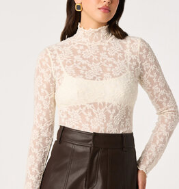 ASTR Kyra Sheer Mesh Mock Neck Top