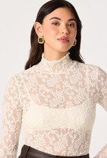 ASTR Kyra Sheer Mesh Mock Neck Top