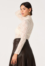 ASTR Kyra Sheer Mesh Mock Neck Top