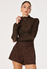 ASTR Kyra Sheer Mesh Mock Neck Top