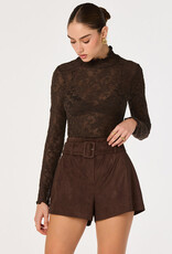 ASTR Kyra Sheer Mesh Mock Neck Top