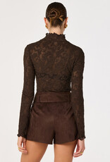 ASTR Kyra Sheer Mesh Mock Neck Top