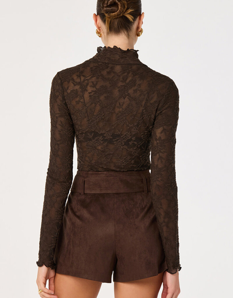 ASTR Kyra Sheer Mesh Mock Neck Top