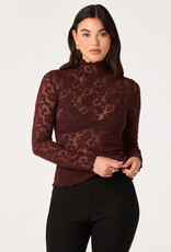 ASTR Kyra Sheer Mesh Mock Neck Top