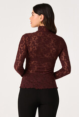 ASTR Kyra Sheer Mesh Mock Neck Top