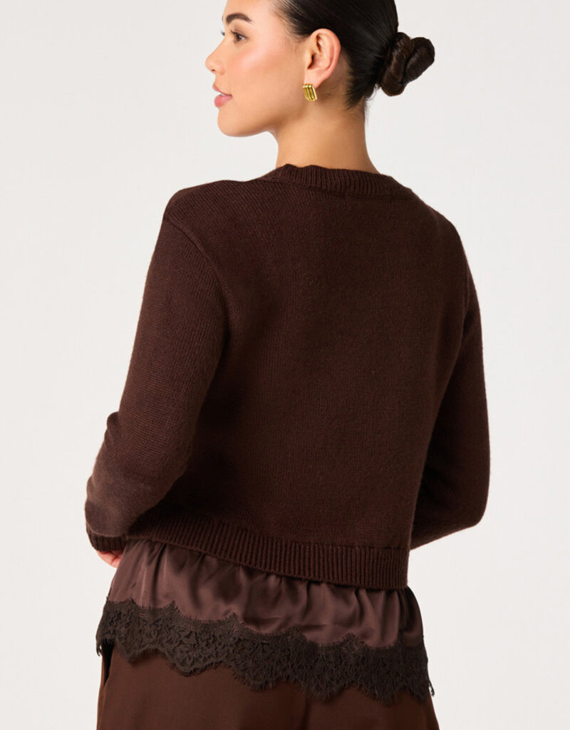 ASTR Juliette Mixed Media Lace Trim Sweater