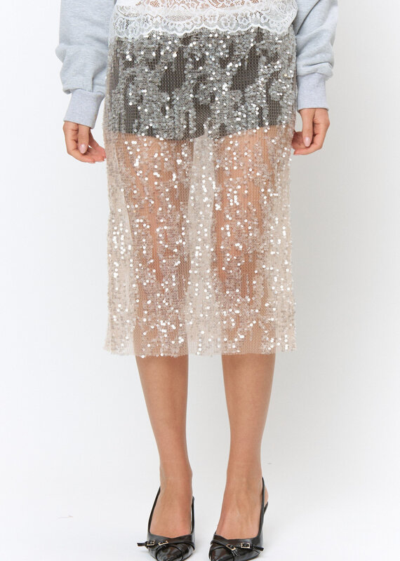 Sequin Sheer Midi Skirt