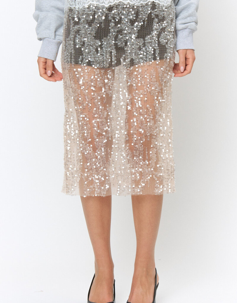Sequin Sheer Midi Skirt