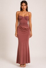 Cailin Mesh Bodice Drape Front Maxi Dress