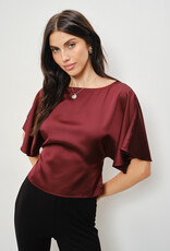 Satin Flutter Sleeve Tie Back Top