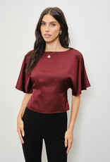 Satin Flutter Sleeve Tie Back Top