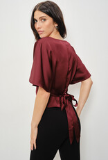 Satin Flutter Sleeve Tie Back Top
