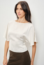 Satin Flutter Sleeve Tie Back Top