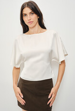 Satin Flutter Sleeve Tie Back Top