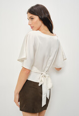 Satin Flutter Sleeve Tie Back Top