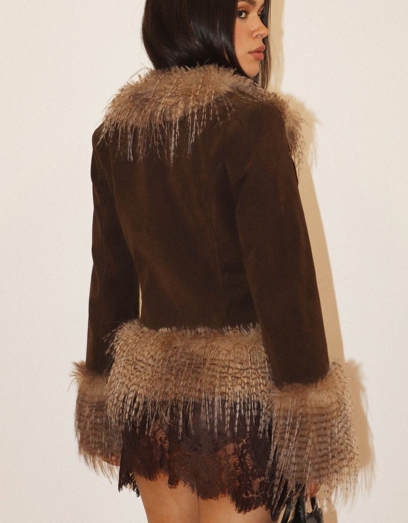 Fernanda Faux Suede Faux Fur Jacket