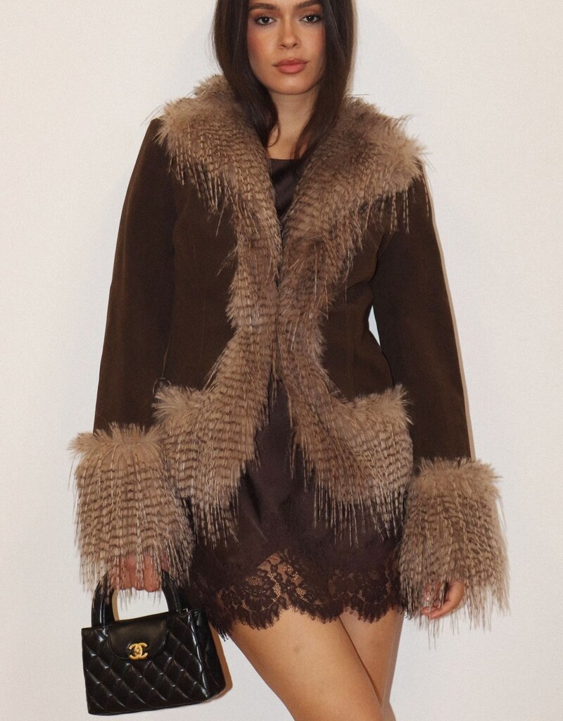 Fernanda Faux Suede Faux Fur Jacket