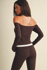 GLO Active Off Shoulder Double Layered Long Sleeve Top