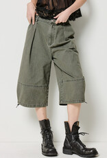 Pleated Jorts with Toggle Detail