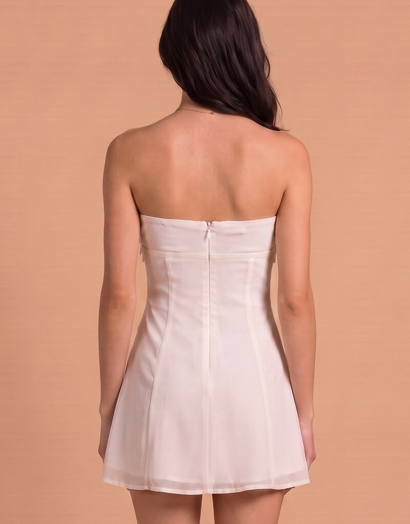 Daphne Shell Disc Trim Strapless Mini Dress