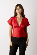 Miller Satin Lace Trim Open Back Top