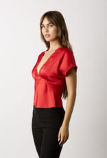 Miller Satin Lace Trim Open Back Top