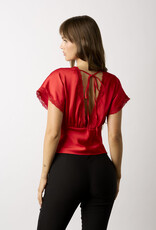 Miller Satin Lace Trim Open Back Top