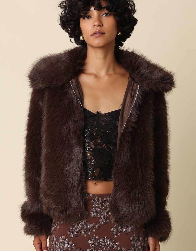 Faux Fur Zip Up Jacket