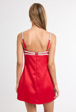 Satin Embellished Bust Mini Dress