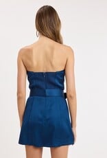Ava Satin Strapless Belted Skort Mini Dress
