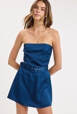 Ava Satin Strapless Belted Skort Mini Dress