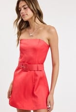 Ava Satin Strapless Belted Skort Mini Dress
