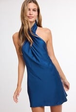 Satin Twisted Halter Mini Dress