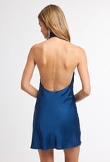 Satin Twisted Halter Mini Dress