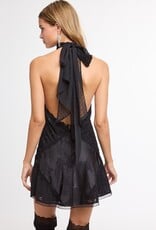 Jacquard Satin Clip Dot Lace Patchwork Mini Dress