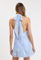 Jacquard Satin Clip Dot Lace Patchwork Mini Dress
