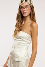 Romee Satin Floral Jacquard Strapless Top