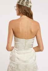 Romee Satin Floral Jacquard Strapless Top