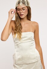 Romee Satin Floral Jacquard Strapless Top