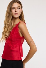Francie Satin Lace V Neck Top