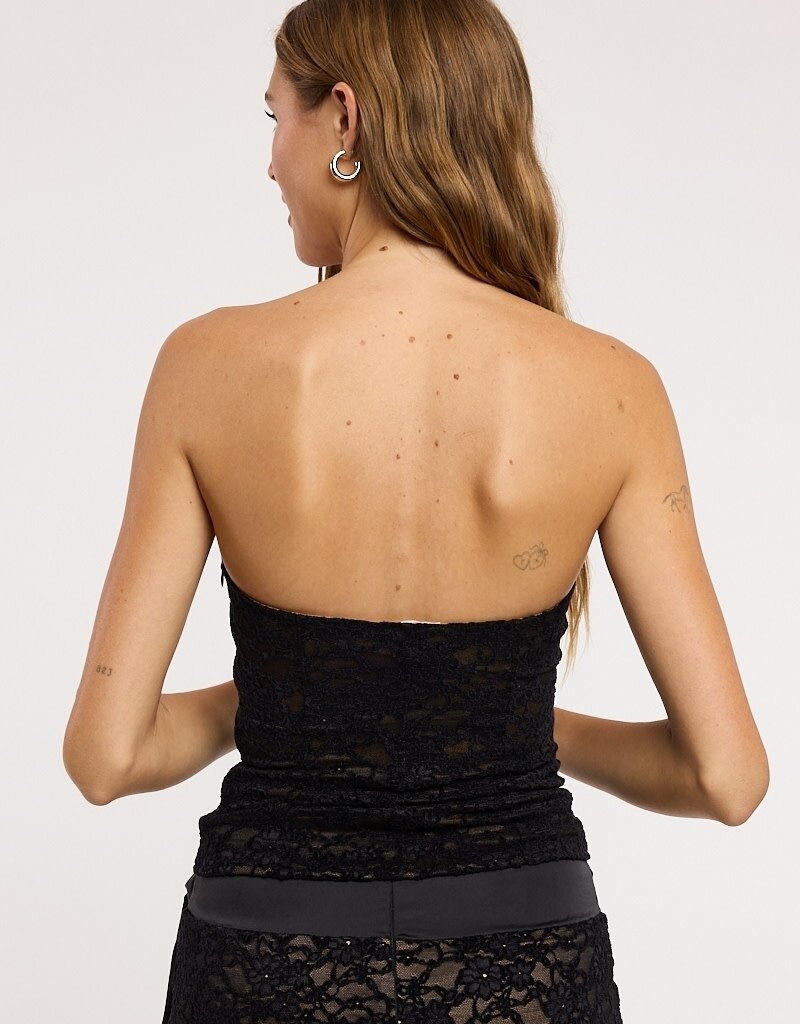 Amber Lace Mesh Underwire Strapless Top