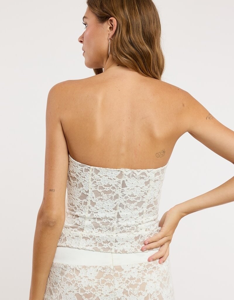 Amber Lace Mesh Underwire Strapless Top