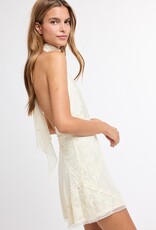 Jacquard Satin Clip Dot Lace Patchwork Mini Dress