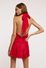 Jacquard Satin Clip Dot Lace Patchwork Mini Dress